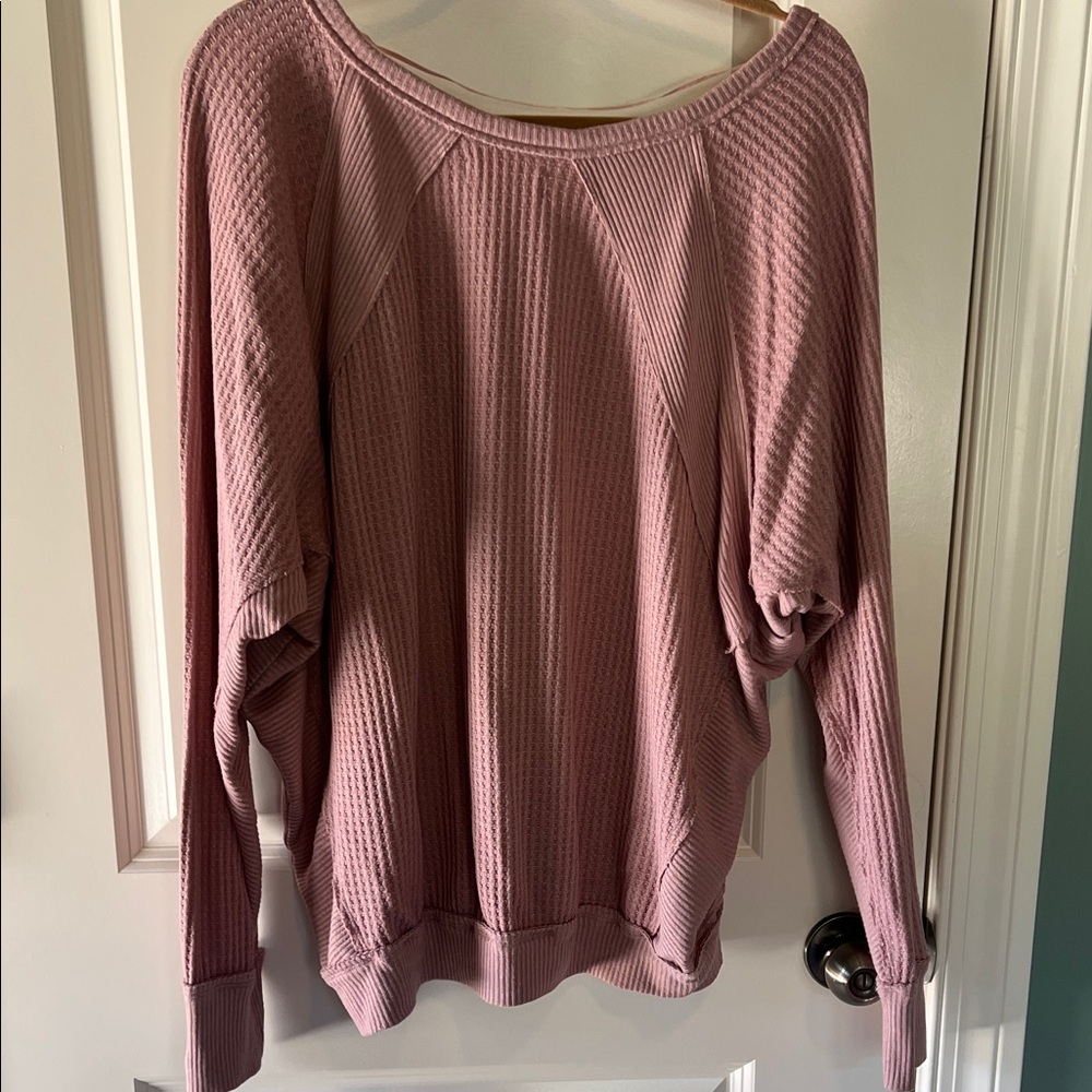 We The Free Dusty Pink Waffle Knit Top - Picture 6 of 7